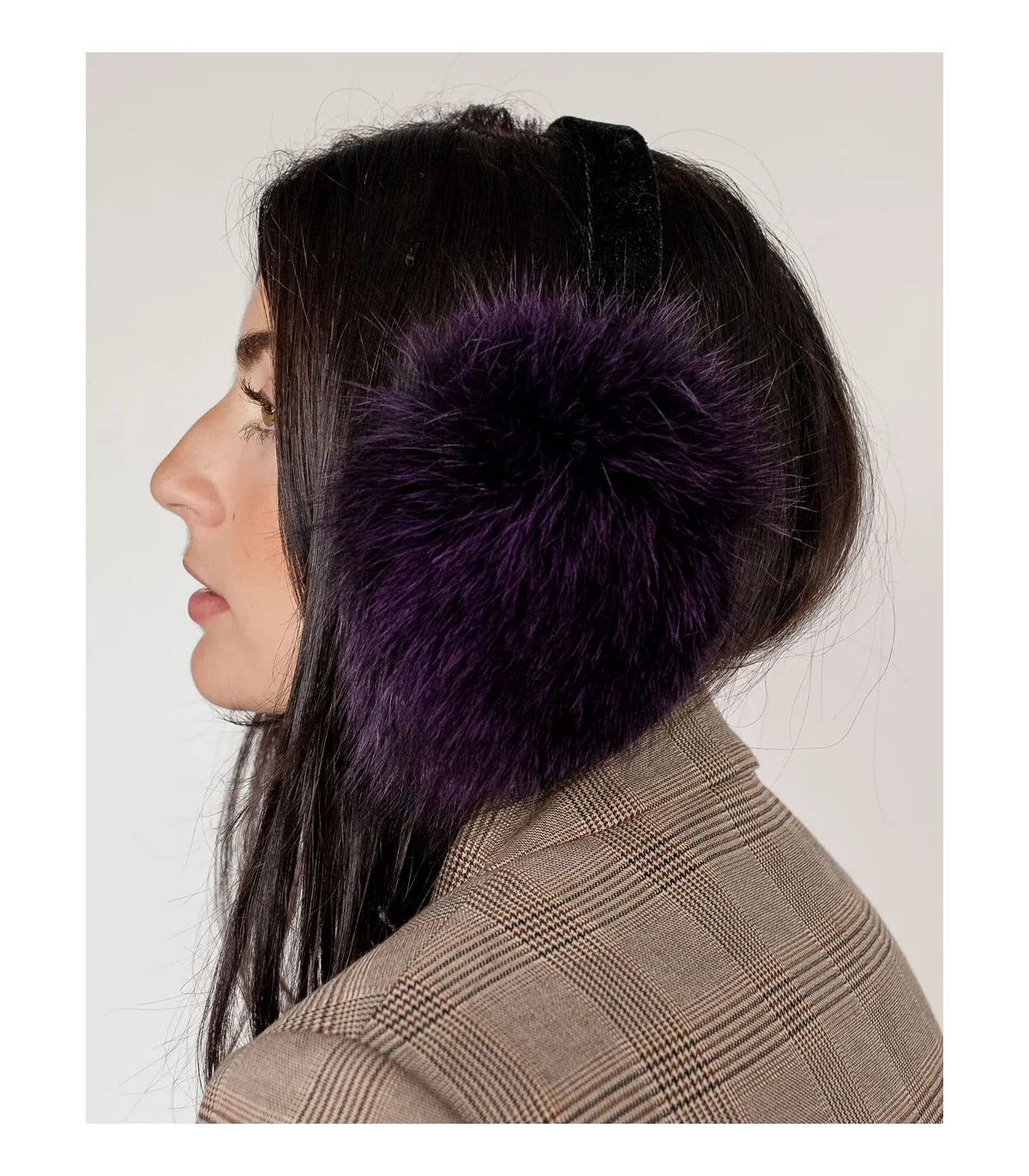 Fox Fur Earmuffs in Deep Purple at FurSource.com