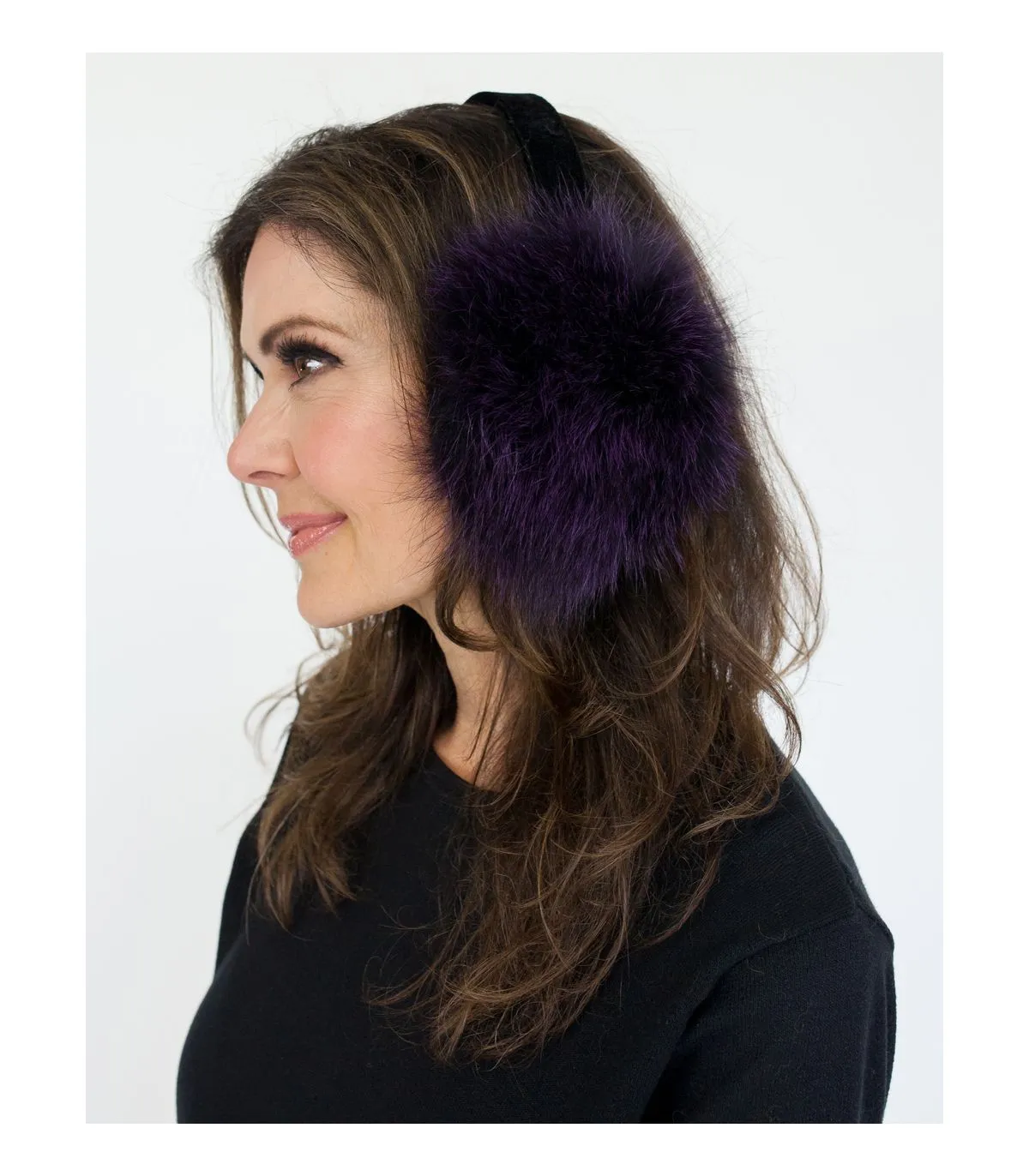 Fox Fur Earmuffs in Deep Purple at FurSource.com