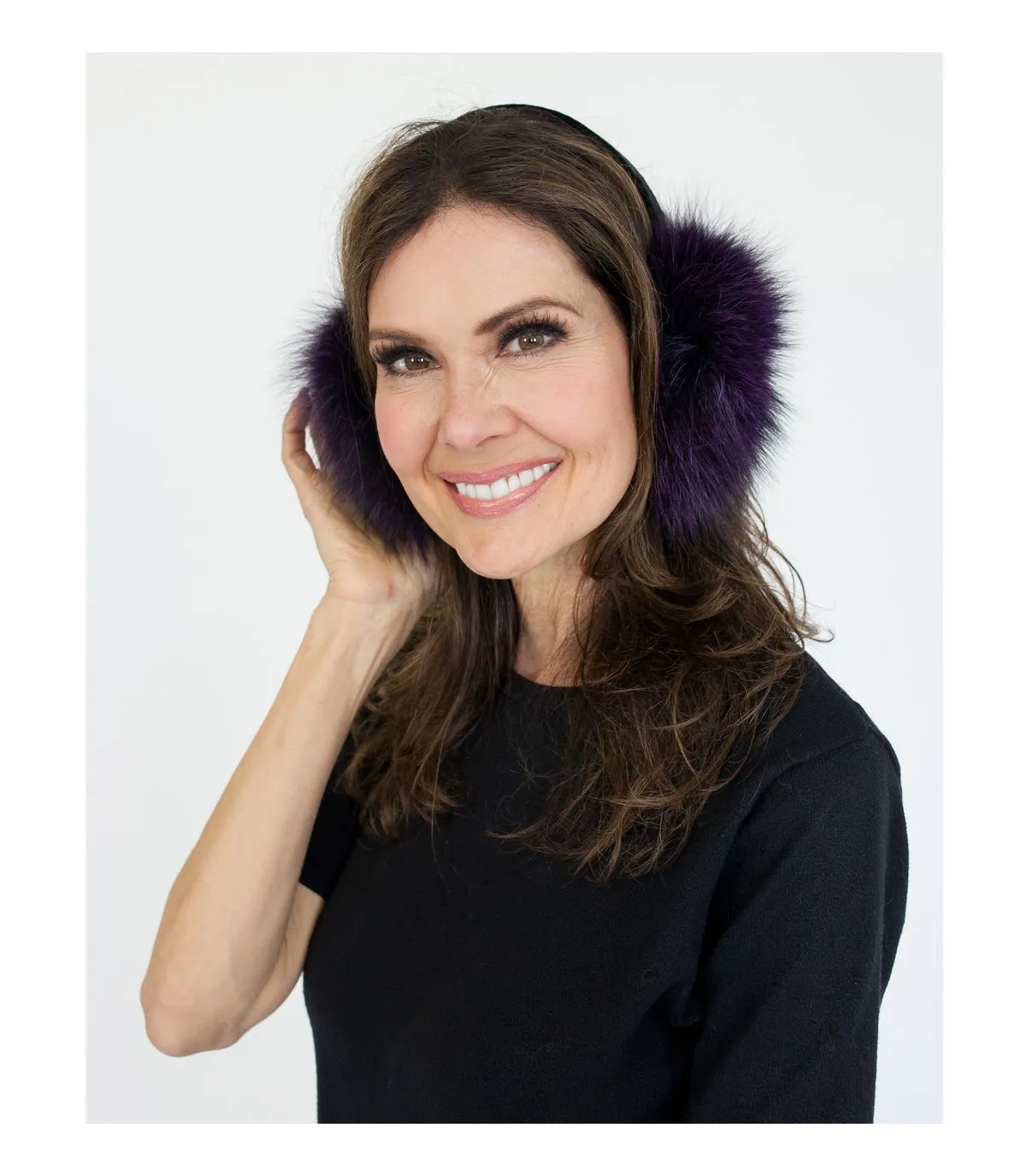 Fox Fur Earmuffs in Deep Purple at FurSource.com