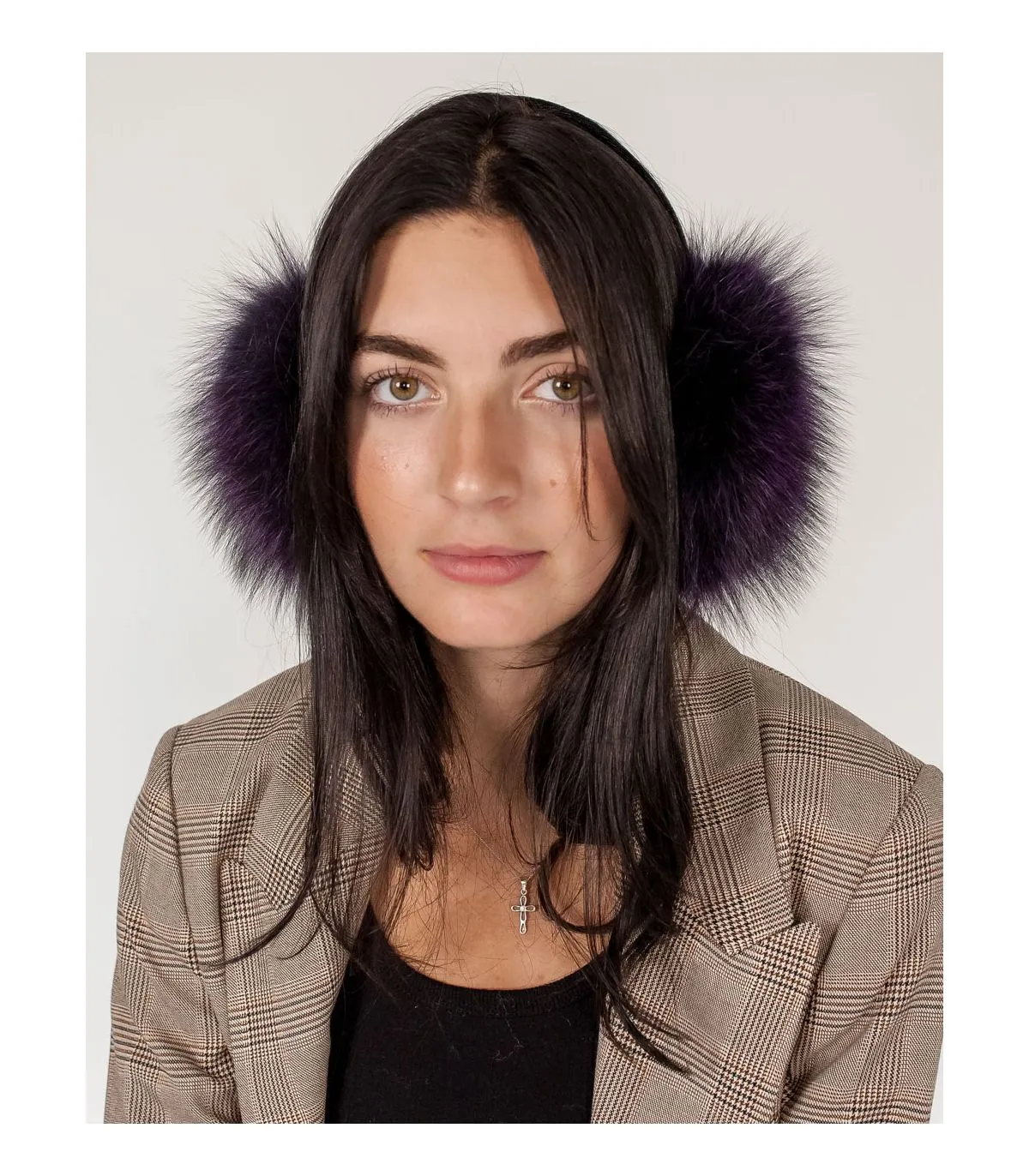 Fox Fur Earmuffs in Deep Purple at FurSource.com