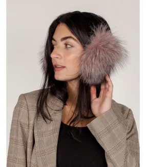 Fox Fur Earmuffs in Pink Indigo at FurSource.com