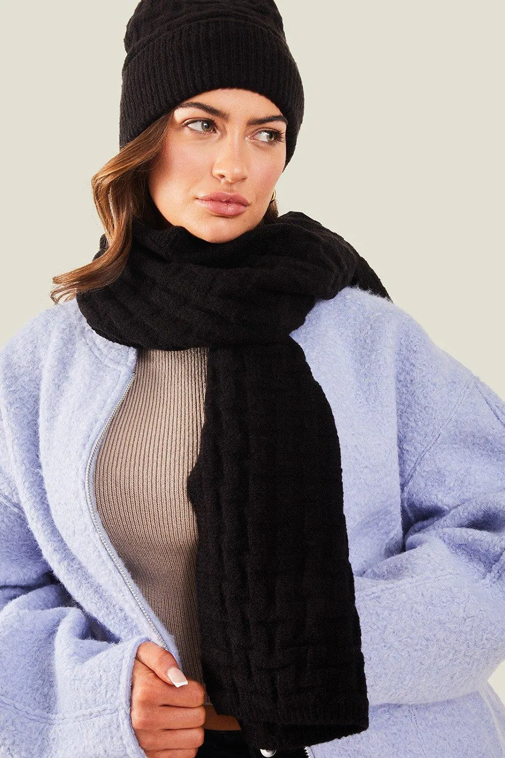 Gloves & Scarves | Geo Knit Scarf | Accessorize