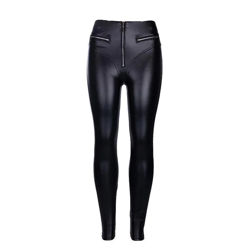 Gothic High-Waisted PU Leather Straight Pants - Perfect for a Bold and Edgy Look