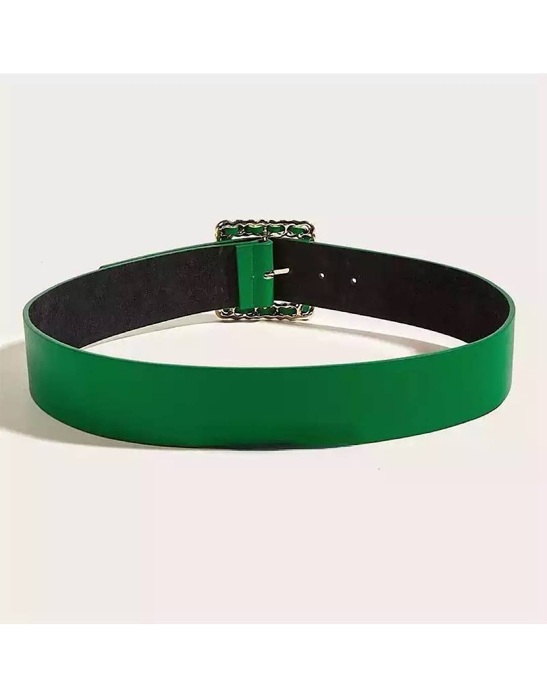 Green Chain Buckle PU Leather Belt