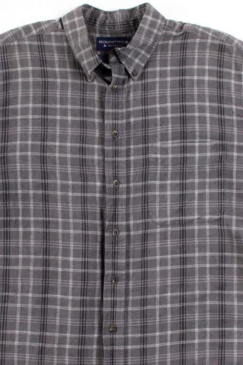 Grey Plaid Short Sleeve Button Up Shirt