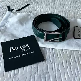 GUCCI Rectangle Buckle GG Monogram Belt