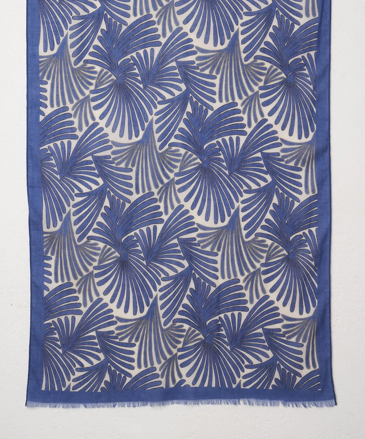 Hartford Unisex Blue Palms Printed Cotton Palms Scarf