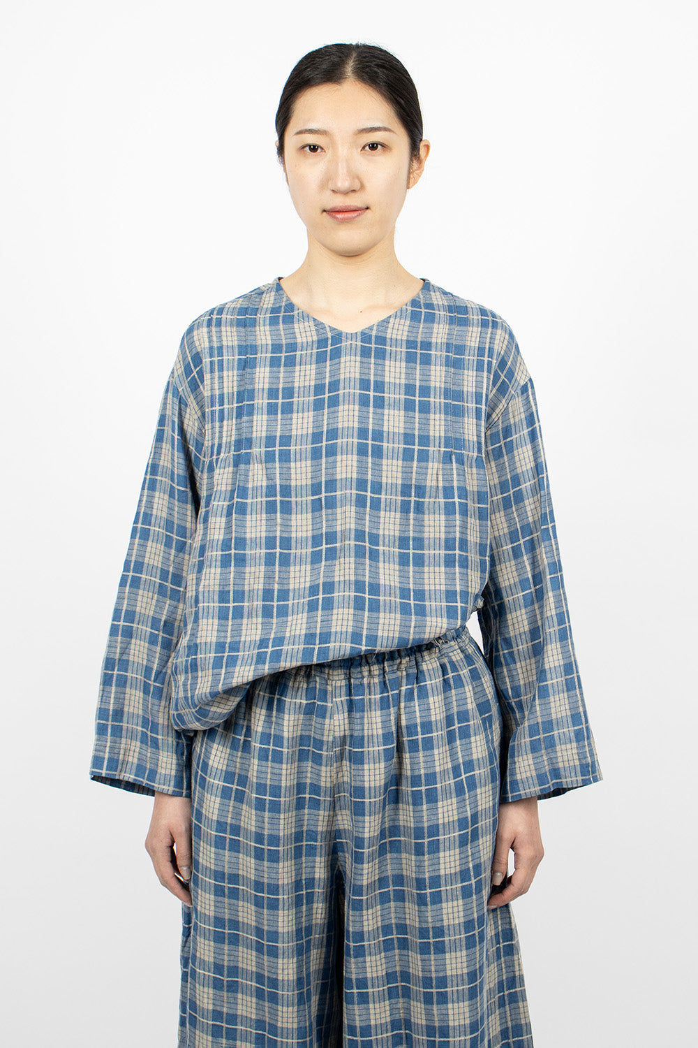 Indigo Check Pullover Light Indigo/Natural