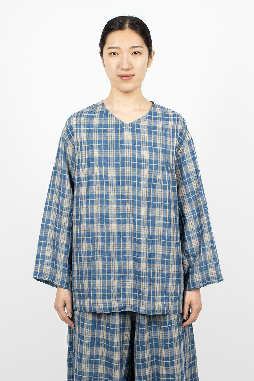 Indigo Check Pullover Light Indigo/Natural