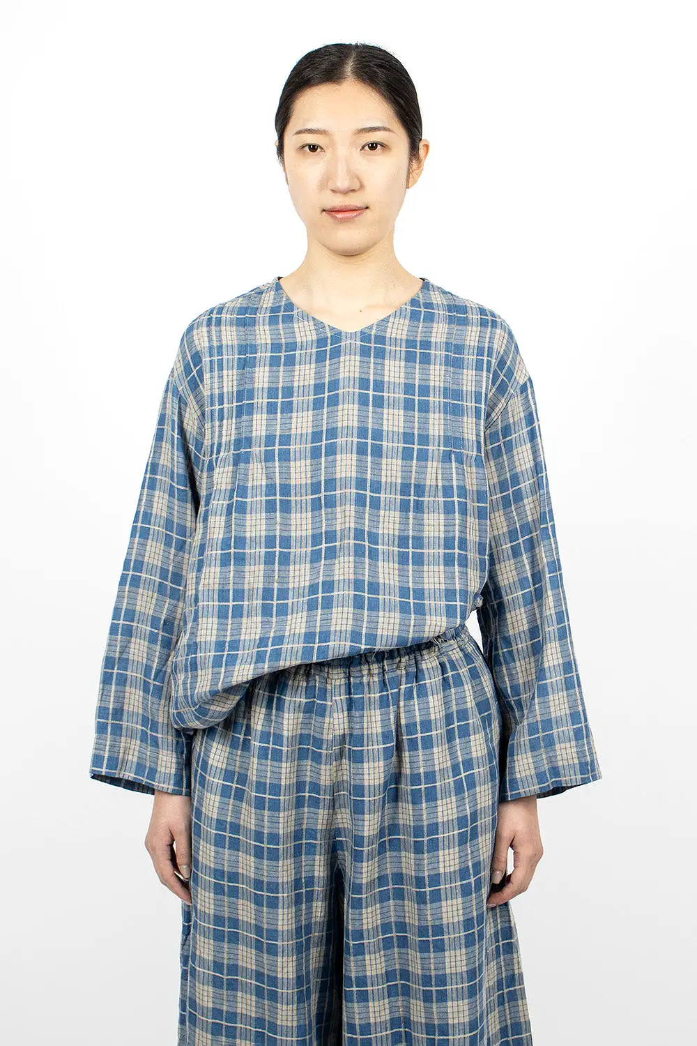 Indigo Check Pullover Light Indigo/Natural