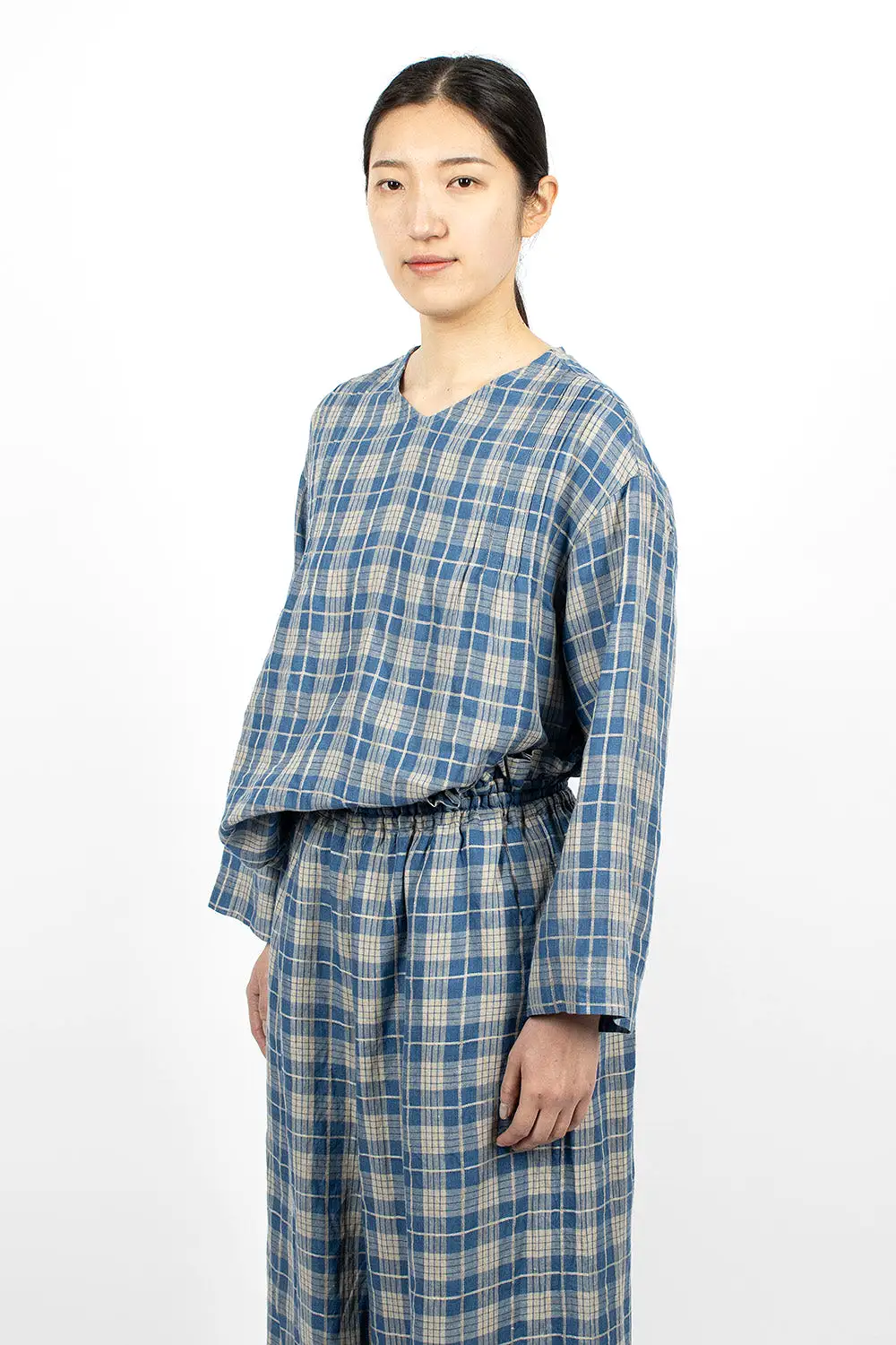 Indigo Check Pullover Light Indigo/Natural