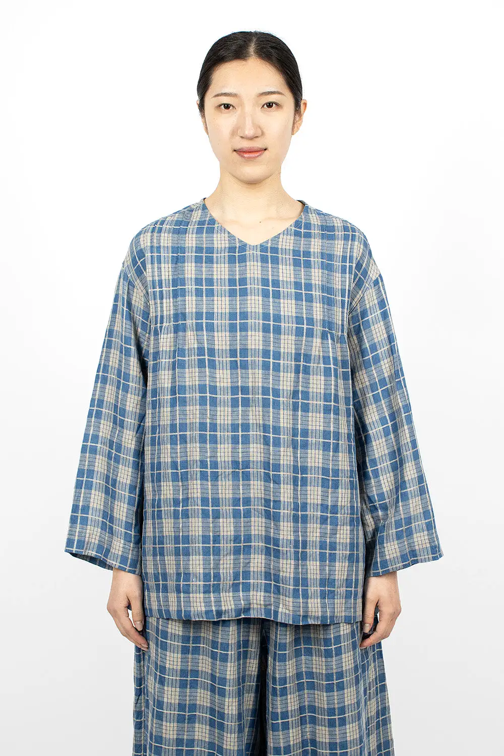 Indigo Check Pullover Light Indigo/Natural