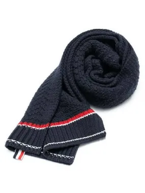 Intarsia Knit Muffler Navy