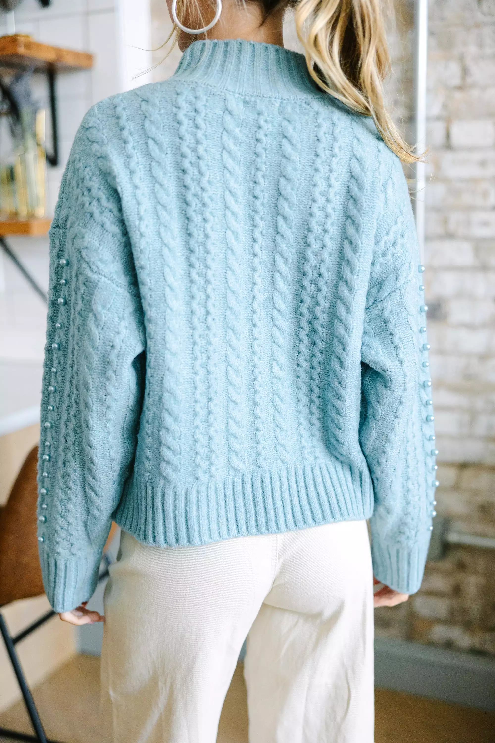 It's All You Ice Blue Embellished Sweater