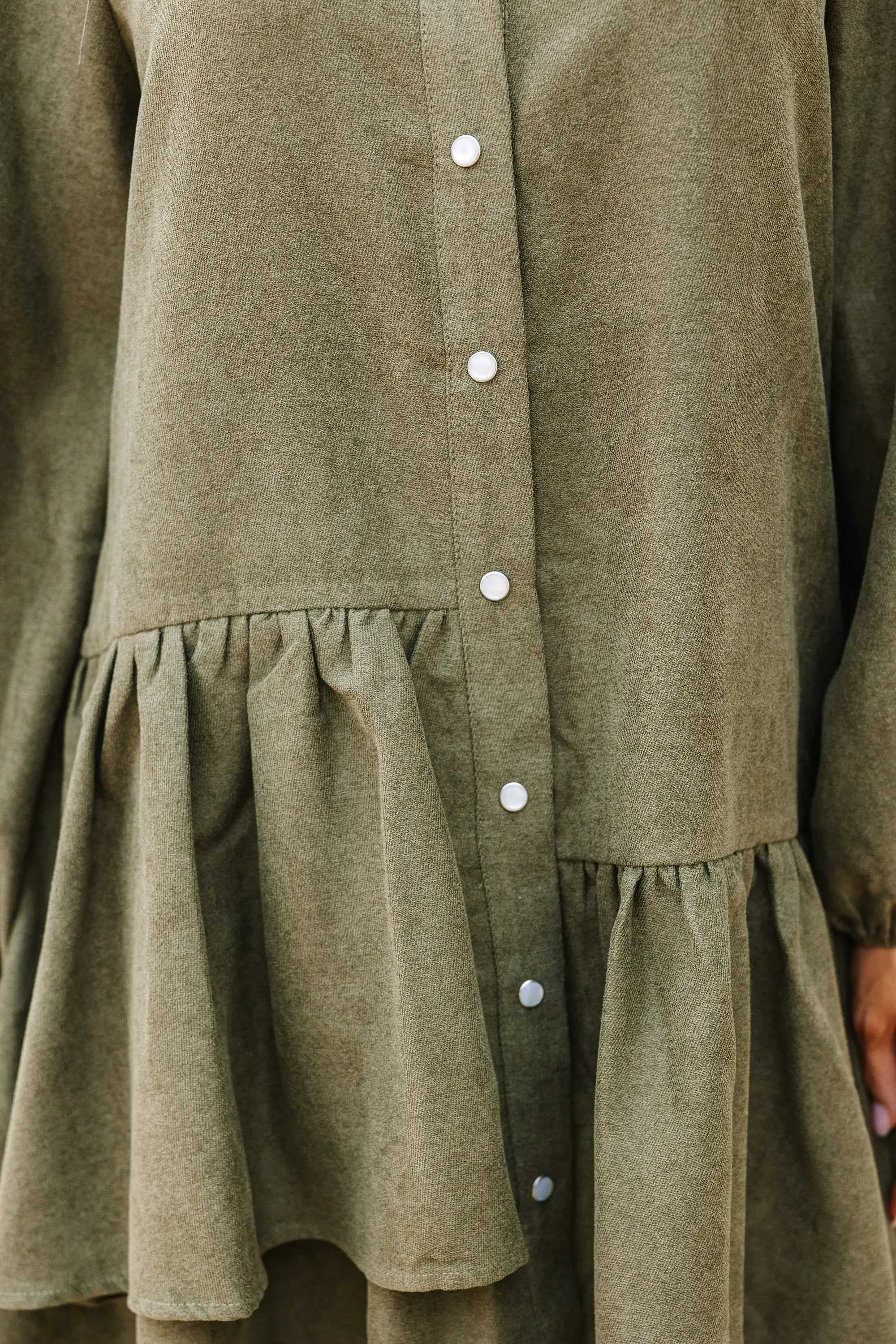 It's Your Place Olive Green Button Down Dress