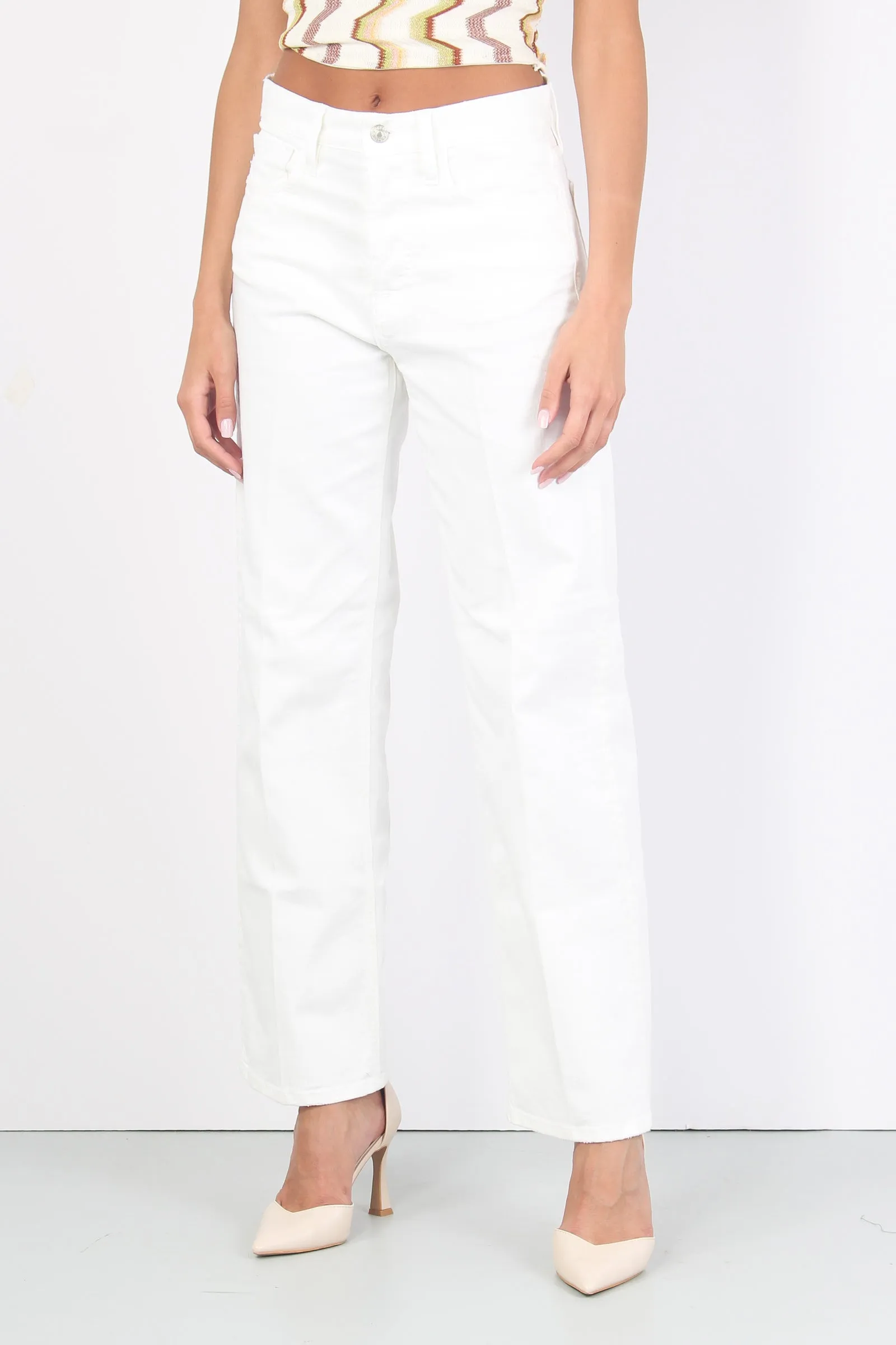 Jeans Vintage Gamba Larga Bianco