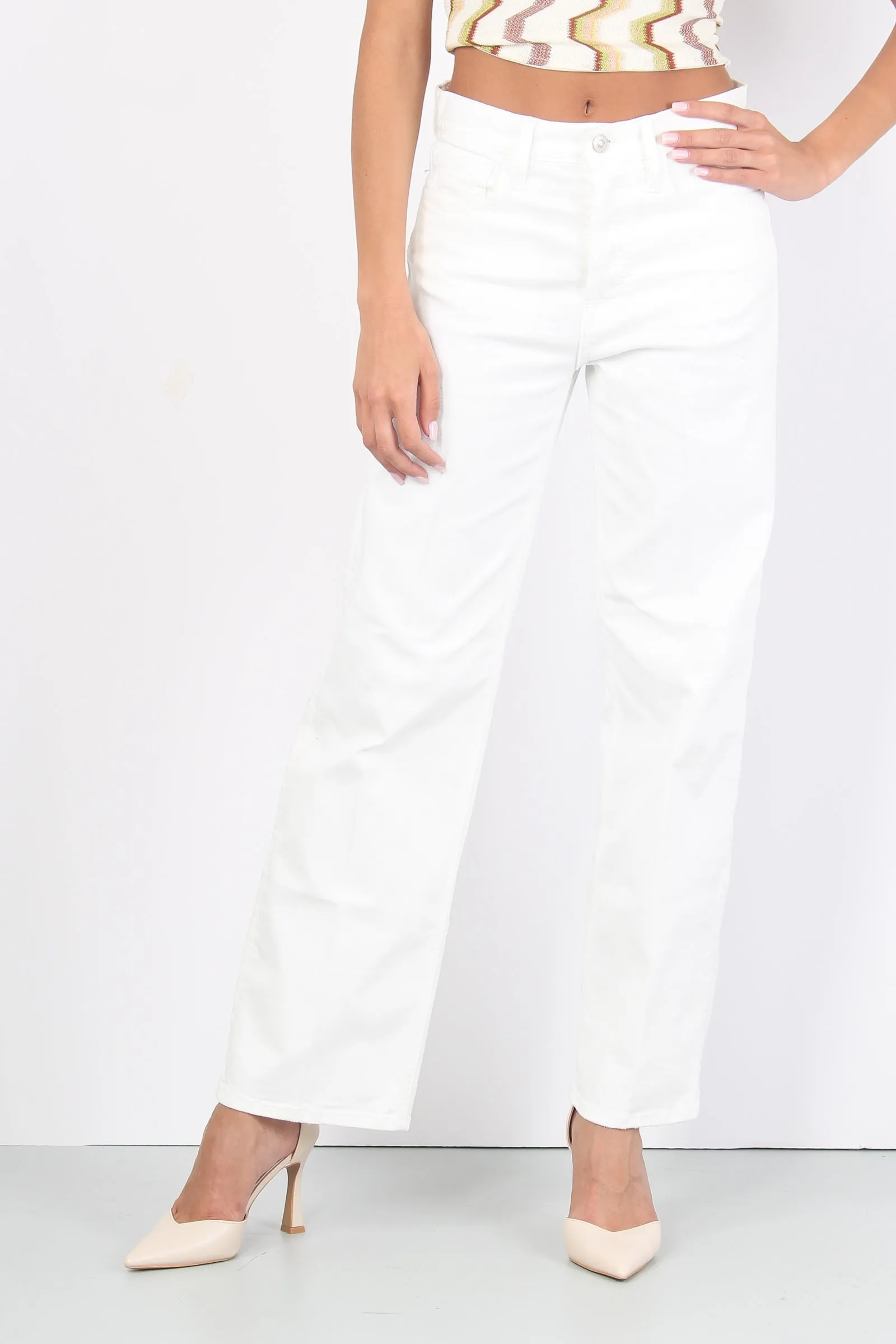 Jeans Vintage Gamba Larga Bianco