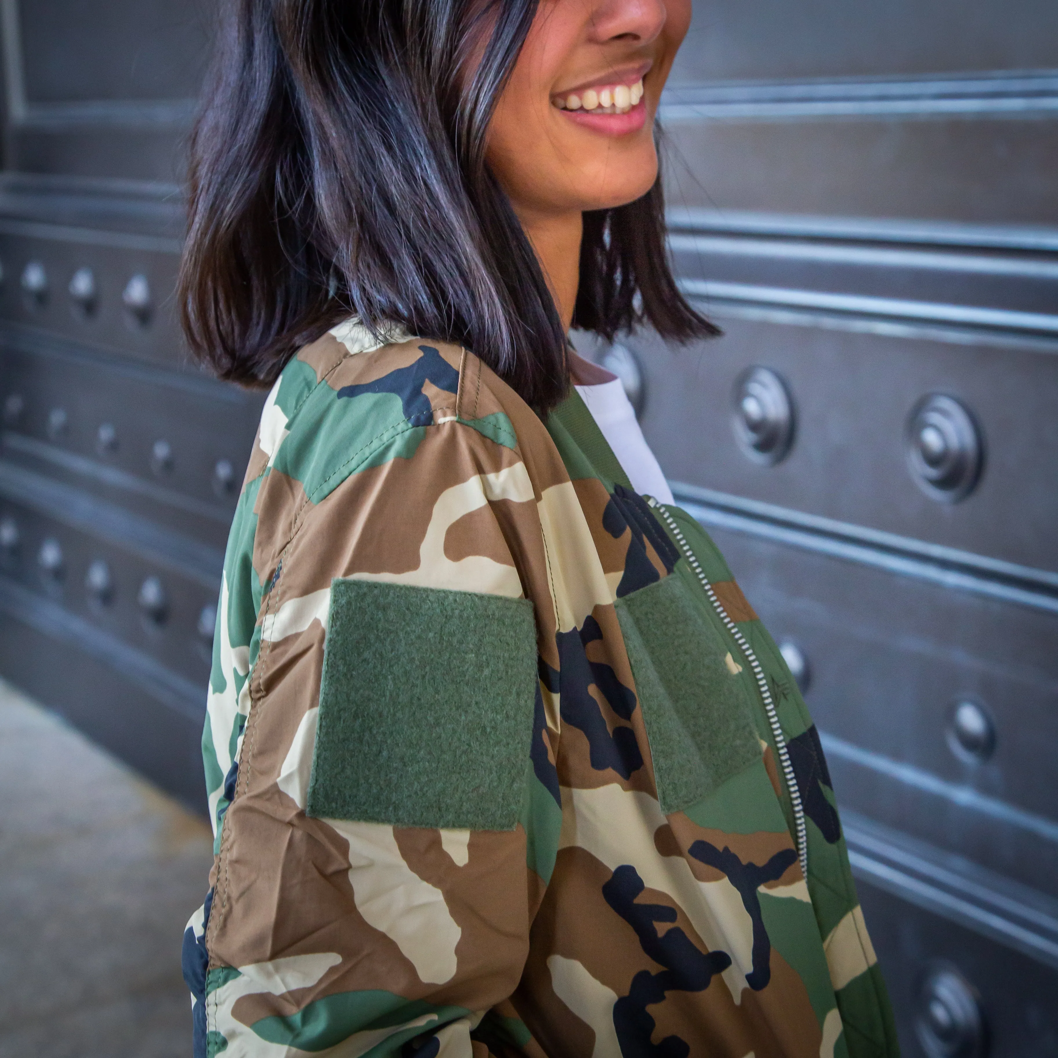 Ladies Camo Bomber Jacket