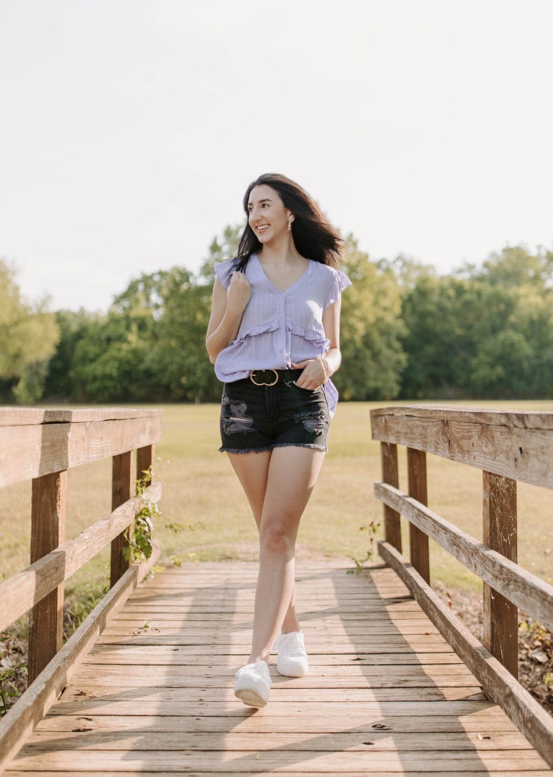 Lavender Ruffle Babydoll Blouse