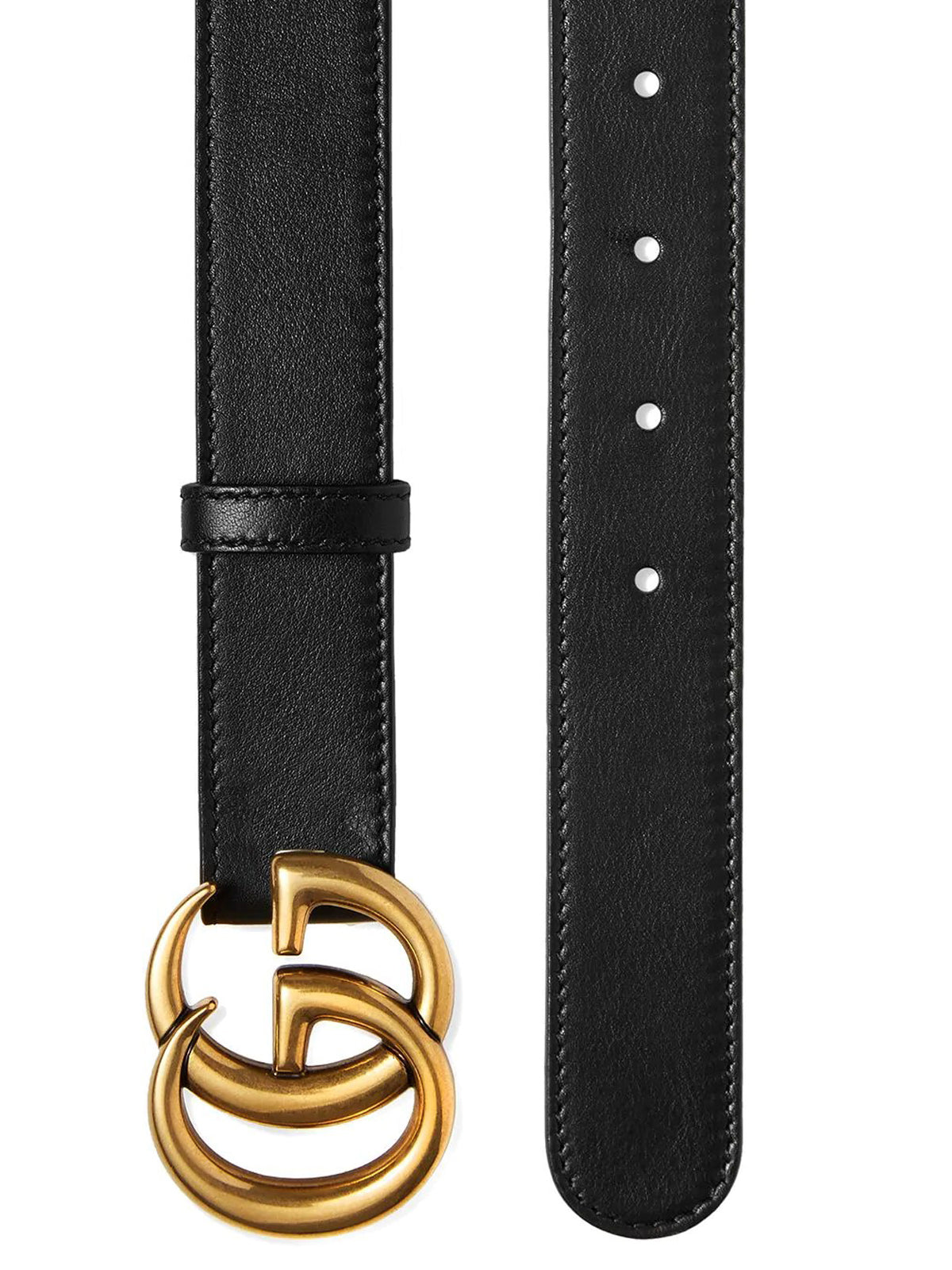 Leather belt with Double G buckle