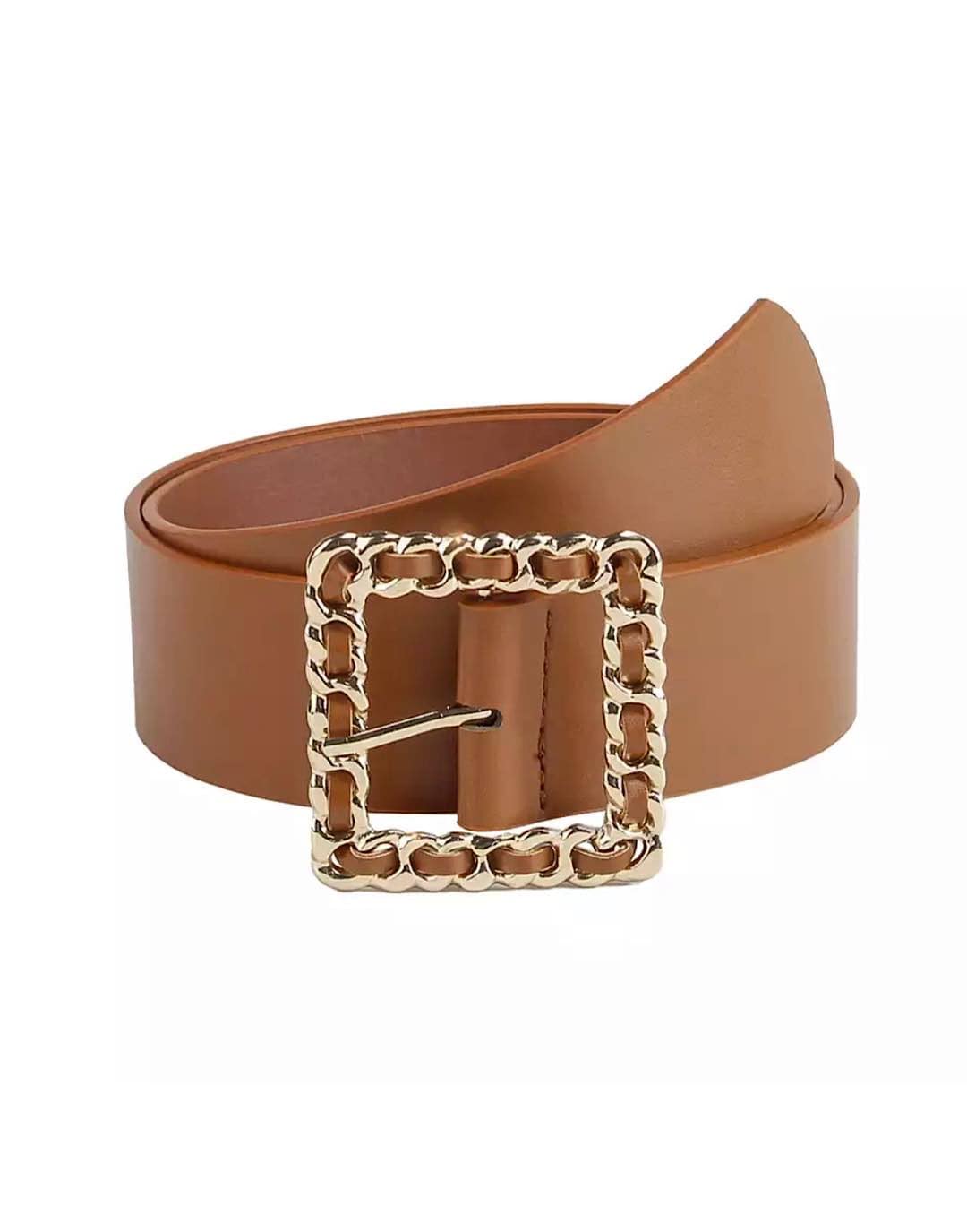 Light Green Chain Buckle PU Leather Belt