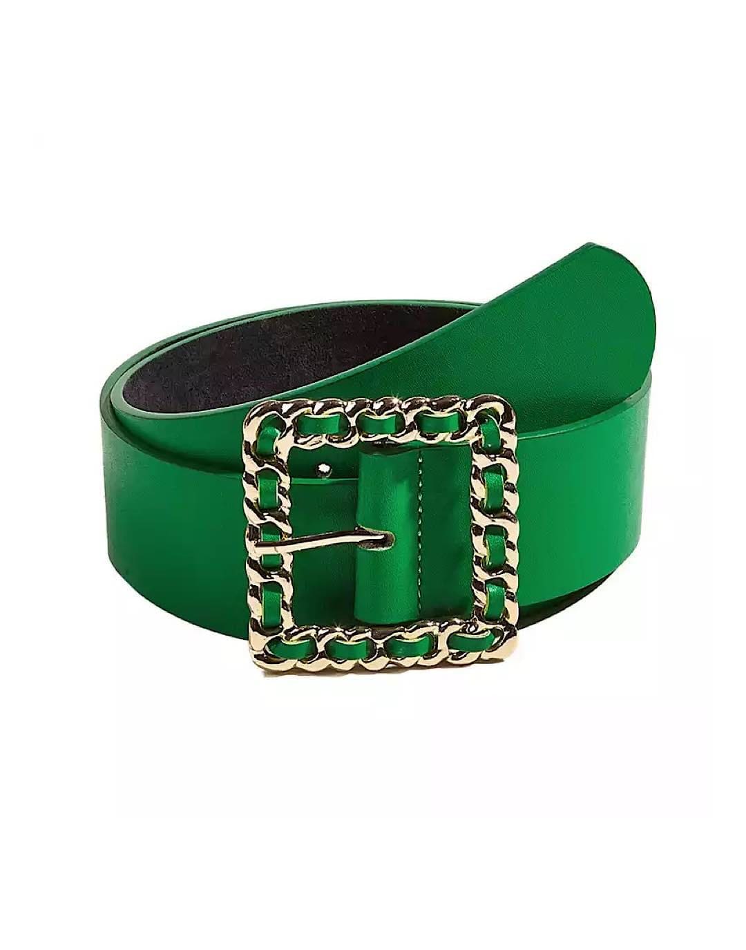 Light Green Chain Buckle PU Leather Belt