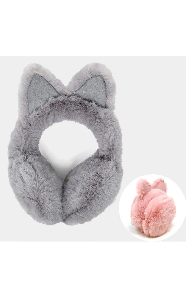 LOE001 Solid Color Cat Ear Faux Fur Earmuffs