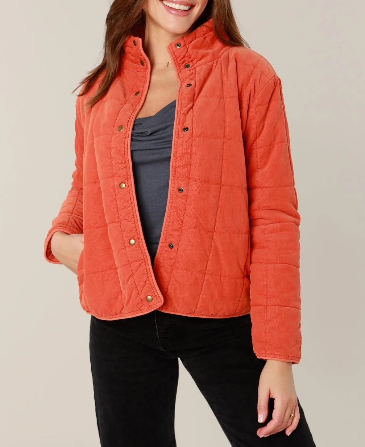 Long Sleeve Quilted Button Up Jacket