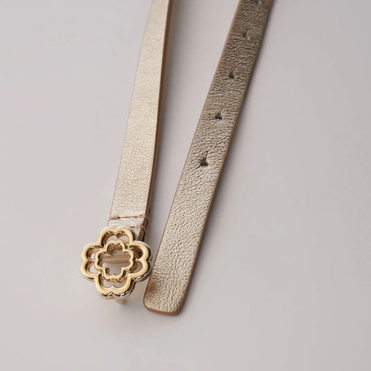 MAJE The Sustainable Edit Clover Buckle Slim Belt - Beige