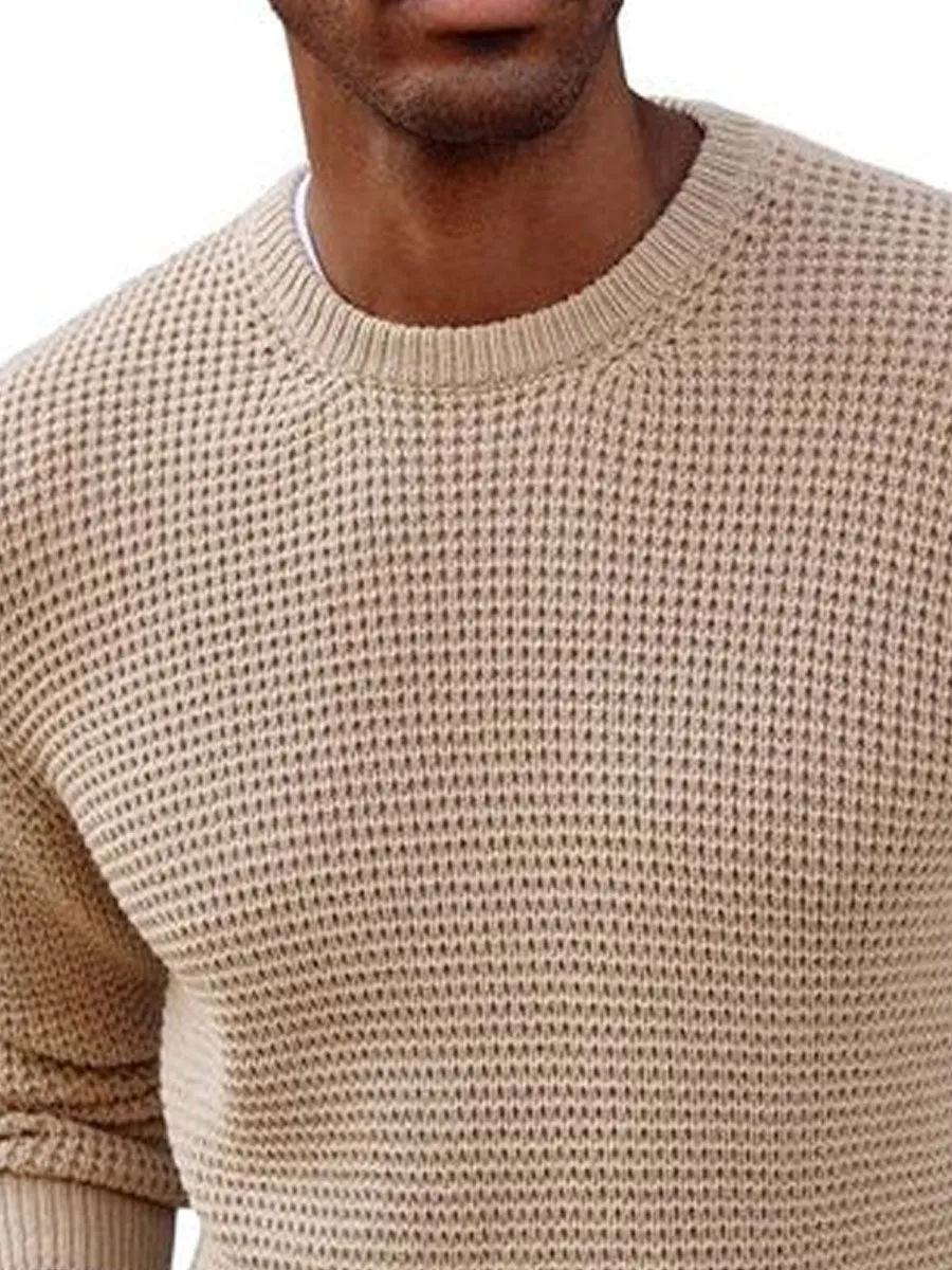 Men's Solid Color Round Neck All-Match Pullover Sweater