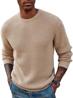 Men's Solid Color Round Neck All-Match Pullover Sweater