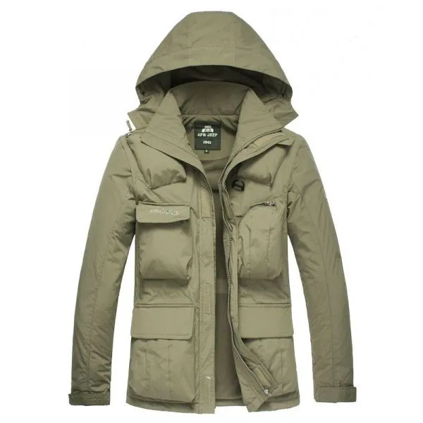 Men's coat with removable sleeves and detachable hood - winter versatilit