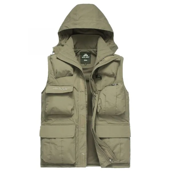 Men's coat with removable sleeves and detachable hood - winter versatilit