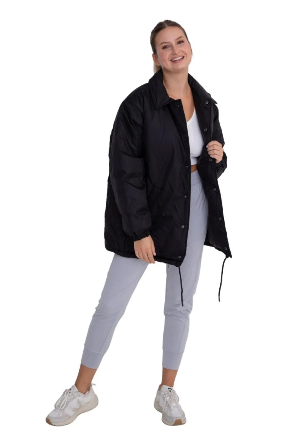 Mono B Longline Oversized Parka with Snaps KJ-B0926