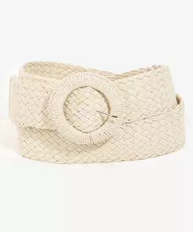 Monotone Buckle Braided Belt - Ivory