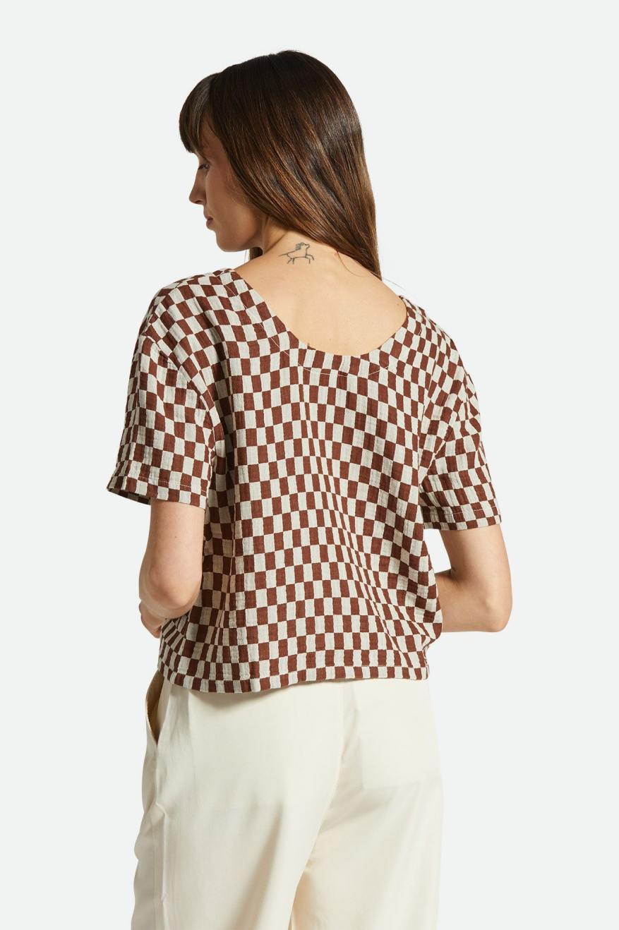 Mykonos Small Check S/S Woven - Sepia