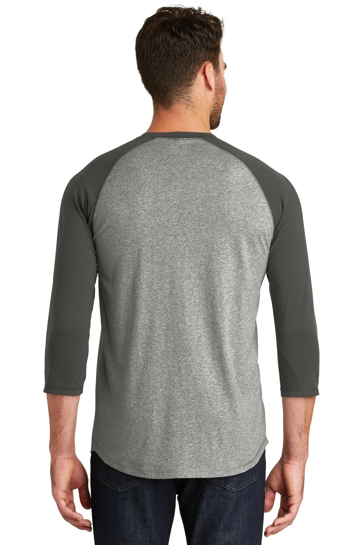 New Era Heritage Blend 3/4-Sleeve Baseball Raglan Tee NEA104 Graphite/ Light Graphite Twist