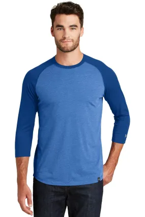 New Era Heritage Blend 3/4-Sleeve Baseball Raglan Tee NEA104 Royal/ Royal Heather