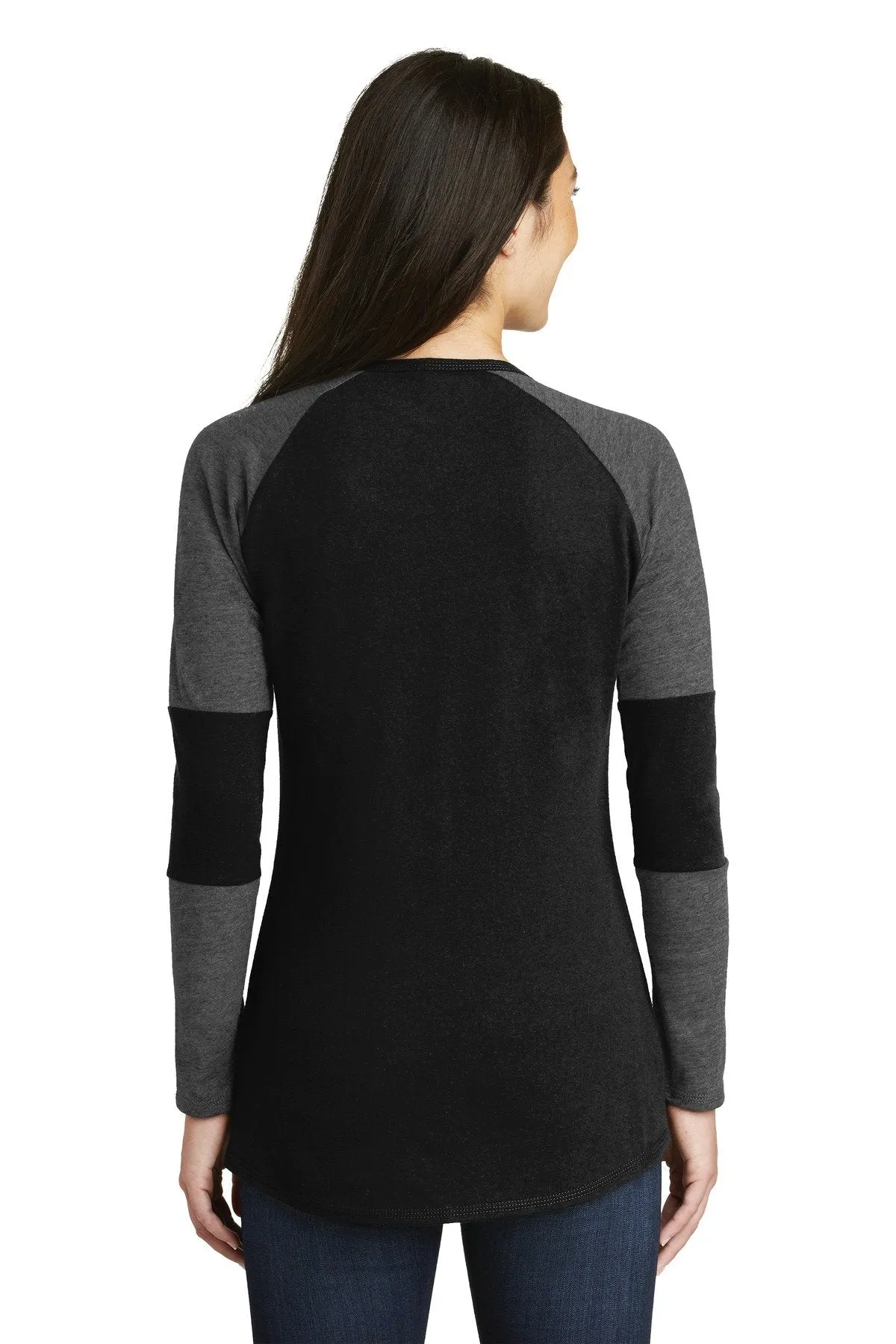 New Era Ladies Tri Blend Performance Baseball Tee LNEA132 Dark Graphite/ Black Solid