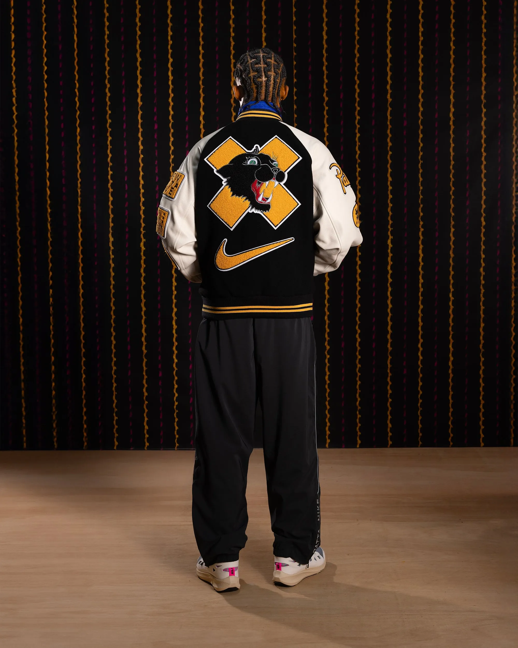 Nike x Patta Running Team Varsity Jacket (Black/Yellow-White)