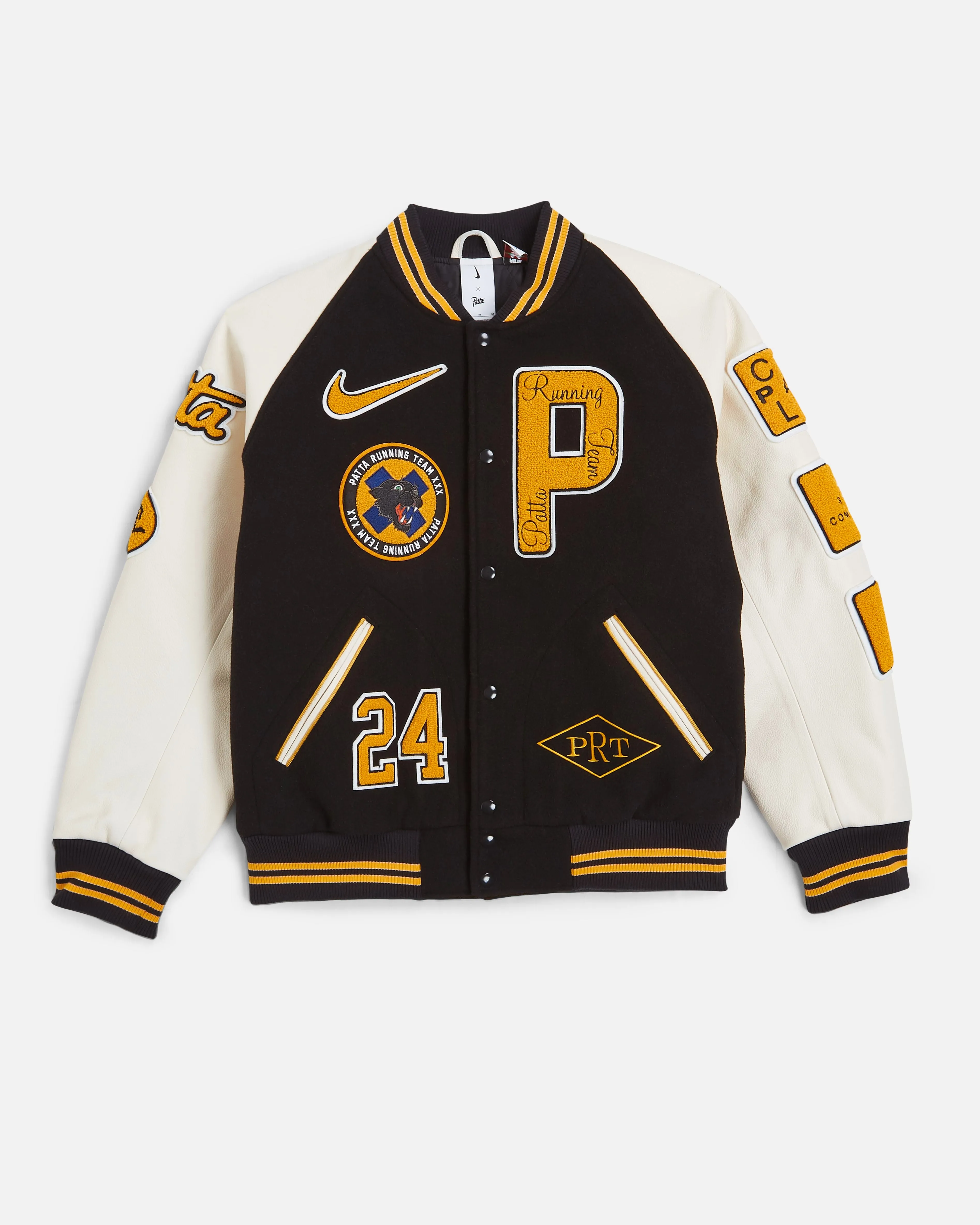 Nike x Patta Running Team Varsity Jacket (Black/Yellow-White)