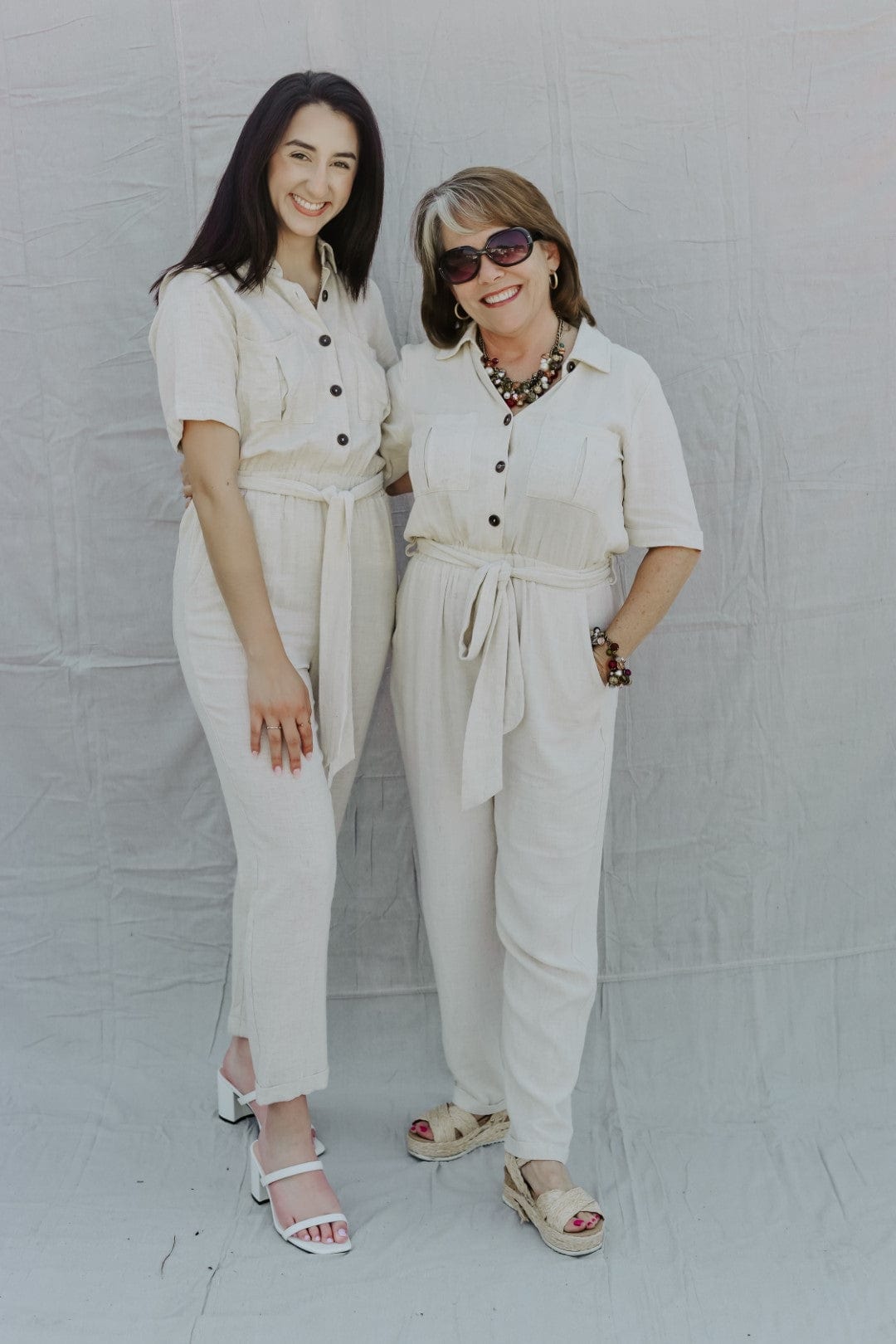 Oatmeal Linen Utility Jumpsuit