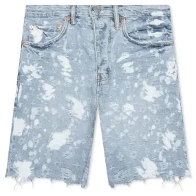 P020 - Light Indigo Bleach Jaquard Monogram Shorts