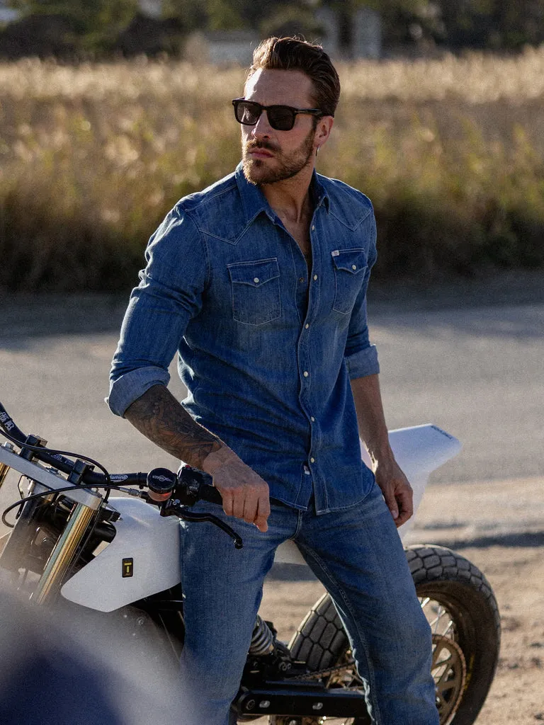 Petrol Denim Shirt in Light Indigo