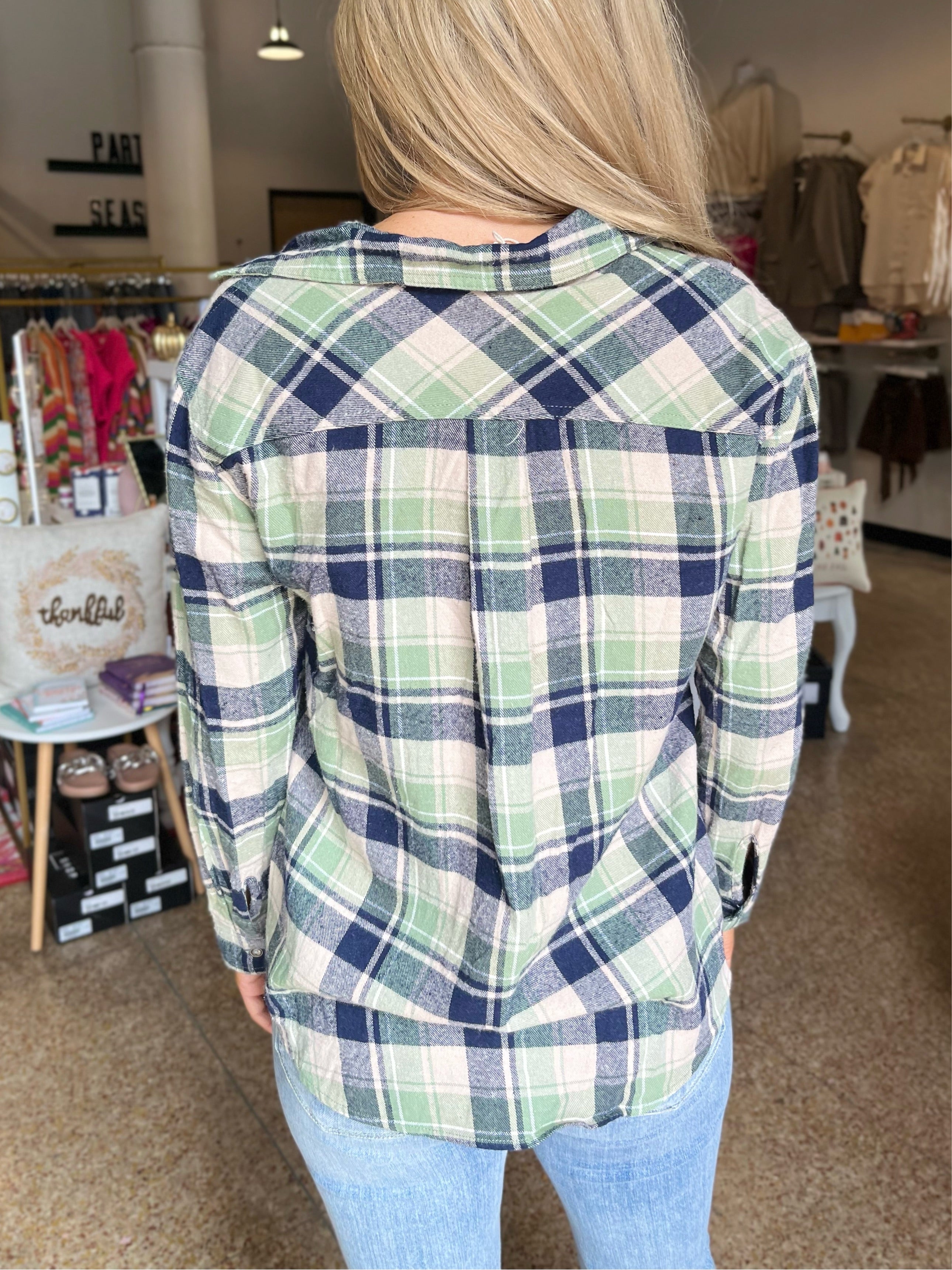 Plaid Button Up Flannel - Green