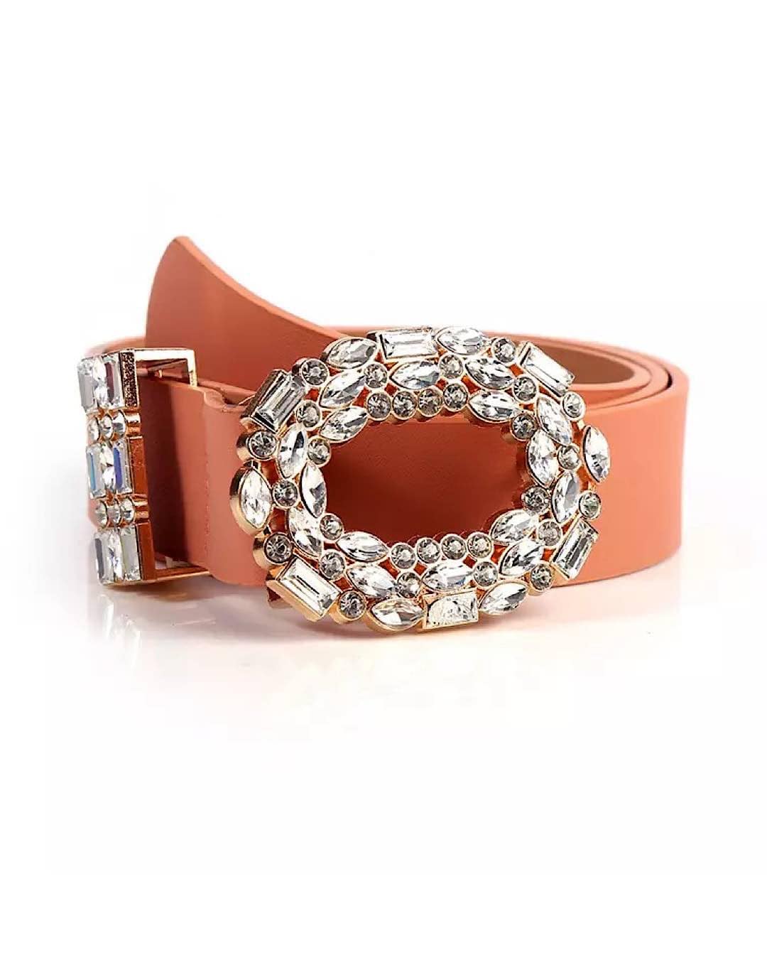 PU Leather Crystal Buckle Belt