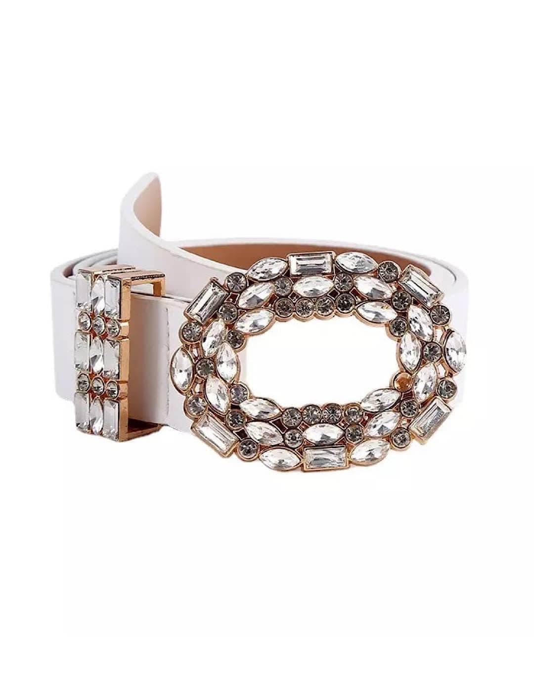 PU Leather Crystal Buckle Belt