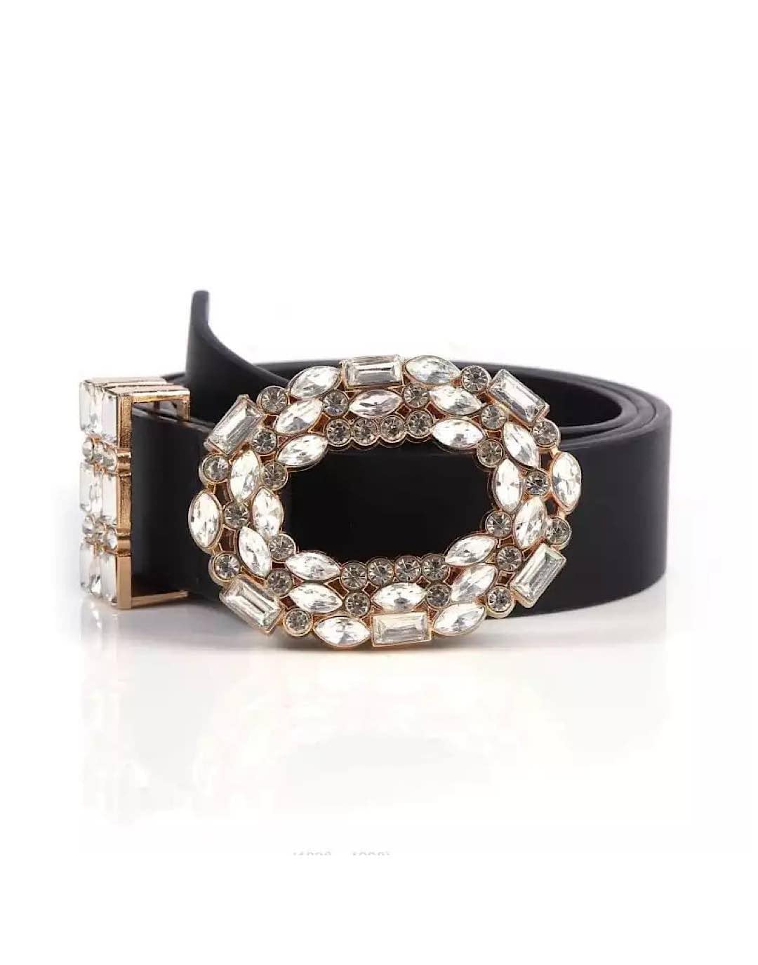 PU Leather Crystal Buckle Belt