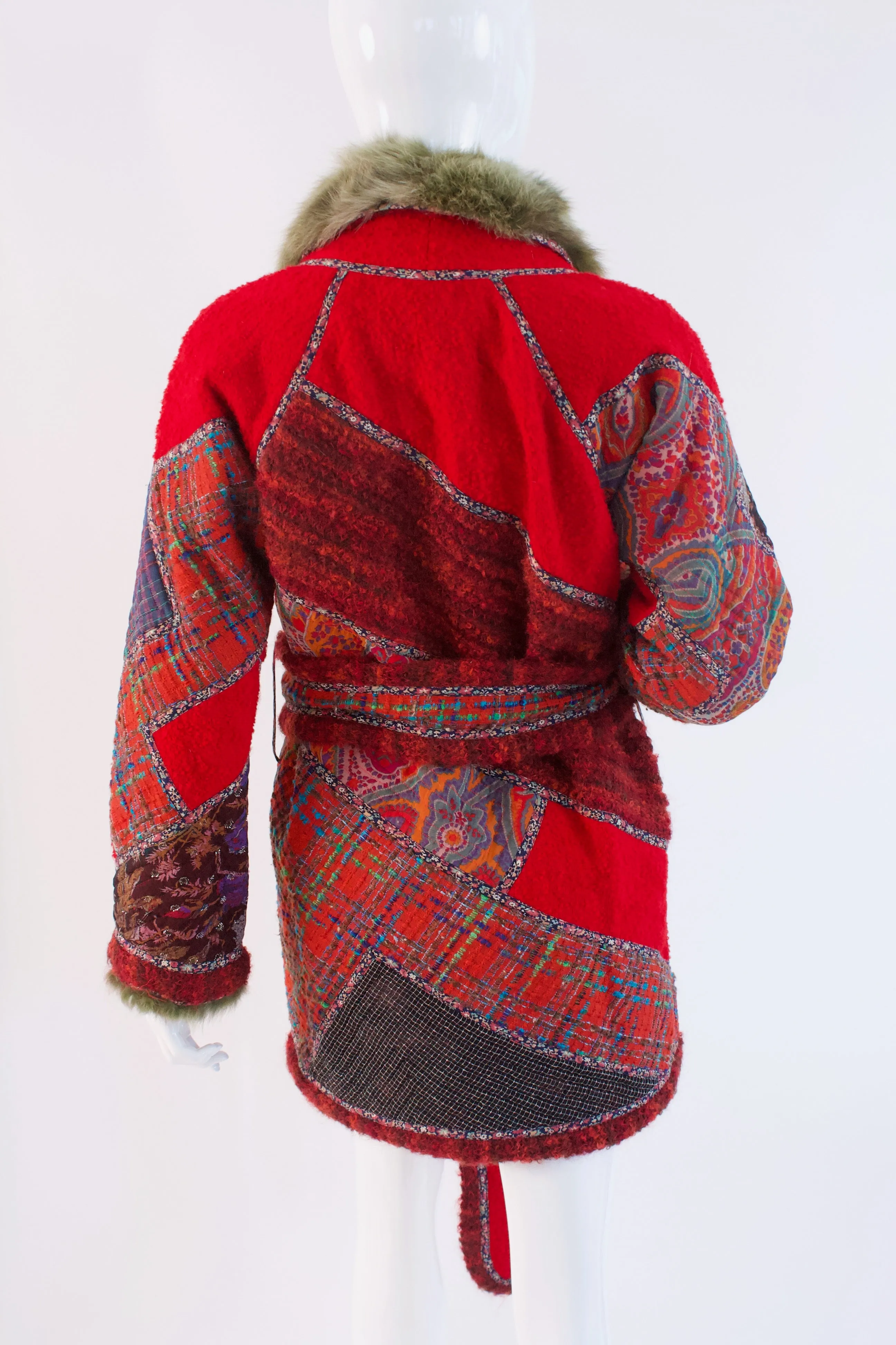 Rare Vintage 1981 KOOS VAN DEN AKKER Boucle Fur Lined Patchwork Jacket