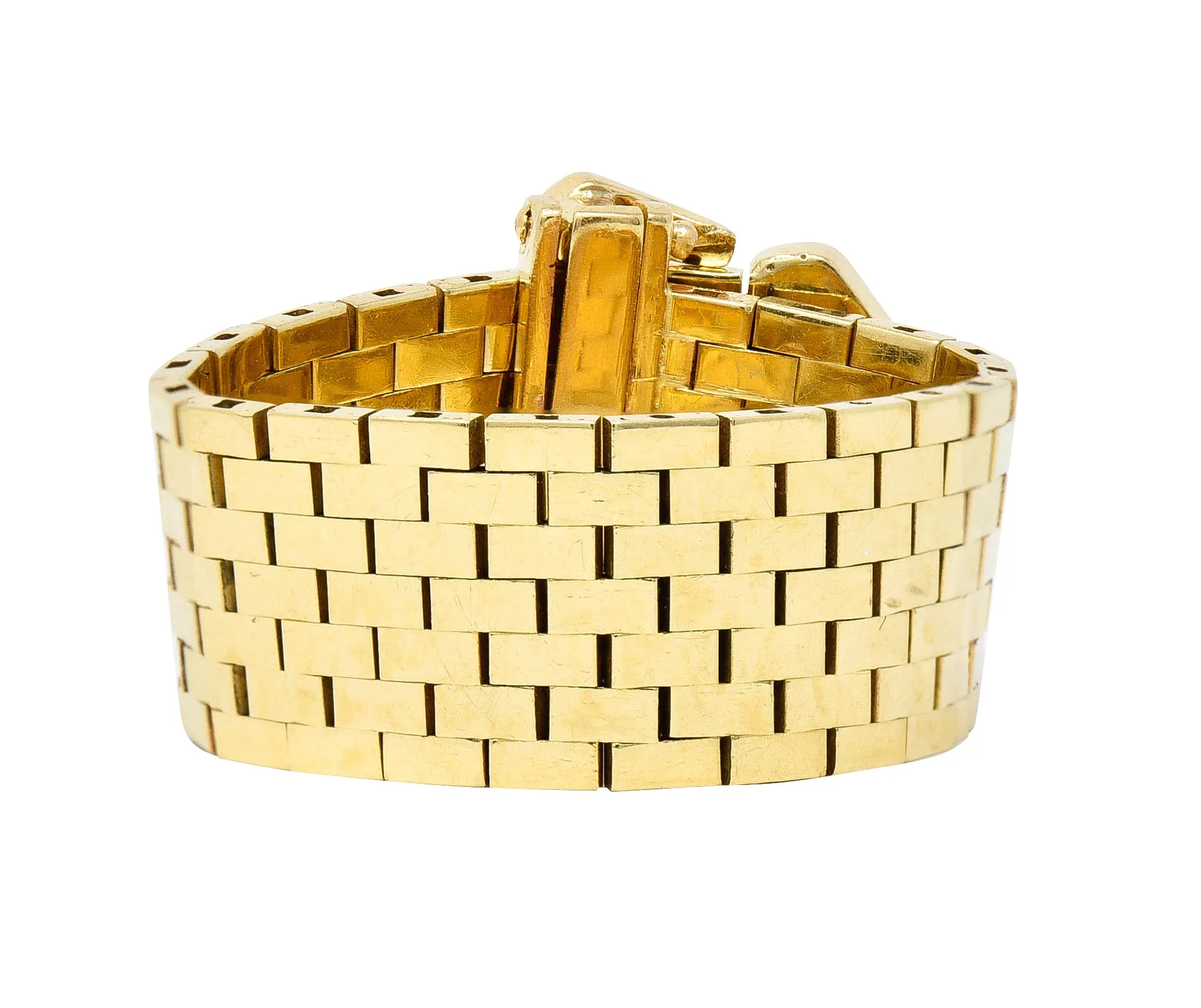 Retro 14 Karat Yellow Gold Meshed Vintage Belt Buckle Ring